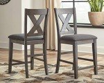 Dark Gray Upholstered Counter Height Barstool Set