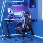 Ergonomic Gaming Chair with Footrest and Massage