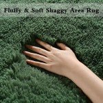 Cozy Dark Green Shaggy Rug for Mancave