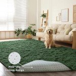 Cozy Dark Green Shaggy Rug for Mancave