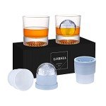 Whiskey Rocks Glass Set with Ice Ball Molds