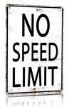 Vintage Style No Speed Limit Tin Sign for Mancave