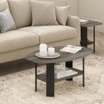 Stylish French Oak Grey/Black Coffee Table for Mancaves
