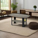 Stylish French Oak Grey/Black Coffee Table for Mancaves