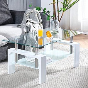Modern Rectangle Coffee Table with Glass Top