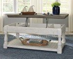 Havalance Farmhouse Lift Top Coffee Table - Gray & White