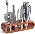 10-Piece Bartender Kit with Mahogany Stand