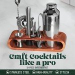 10-Piece Bartender Kit with Mahogany Stand