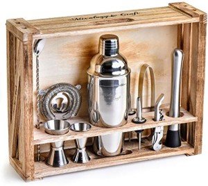 11-Piece Bartender Kit with Wooden Stand