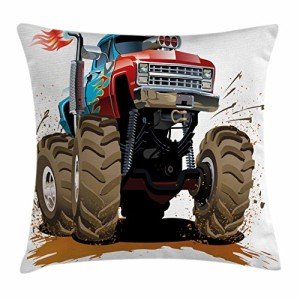 Monster Truck Mud Splash Man Cave Pillow Cover