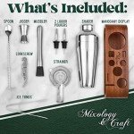 10-Piece Bartender Kit with Mahogany Stand
