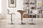 Set of 2 White Leatherette Swivel Barstools