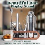 10-Piece Bartender Kit with Mahogany Stand