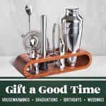 10-Piece Bartender Kit with Mahogany Stand