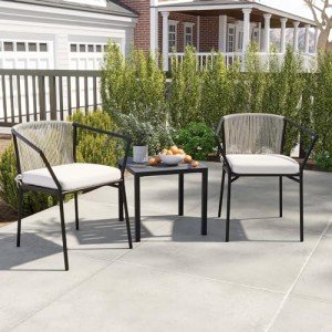 Gray 3-Piece Wicker Patio Set with Cushions