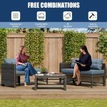 Vongrasig All-Weather Wicker Patio Conversation Set