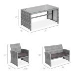 4-Piece Gray Wicker Patio Conversation Set