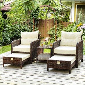 Pamapic 5-Piece Wicker Patio Conversation Set