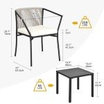 Gray 3-Piece Wicker Patio Set with Cushions