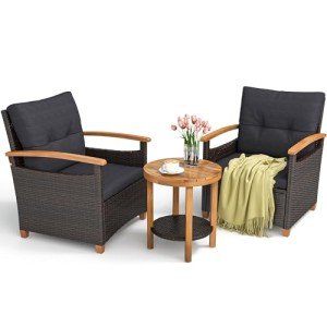 YITAHOME 3-Piece Wicker Bistro Set with Cushions