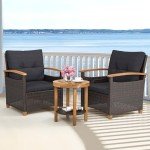 YITAHOME 3-Piece Wicker Bistro Set with Cushions