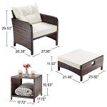 Pamapic 5-Piece Wicker Patio Conversation Set