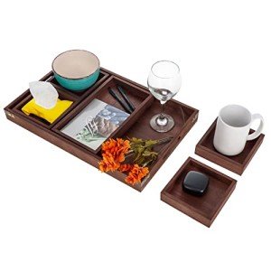 Large Acacia Wood Serving Tray with Compartments