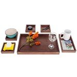 Large Acacia Wood Serving Tray with Compartments