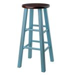 Rustic Light Blue Walnut Bar Stool - 29