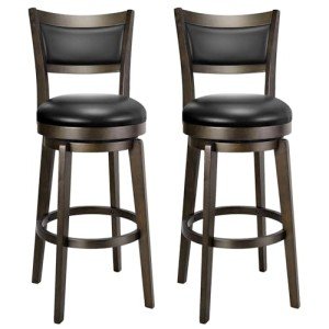 PrimeZone Set of 2 Black Swivel Bar Stools