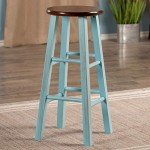 Rustic Light Blue Walnut Bar Stool - 29
