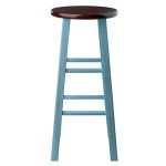 Rustic Light Blue Walnut Bar Stool - 29