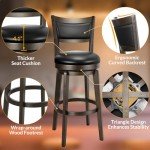 PrimeZone Set of 2 Black Swivel Bar Stools