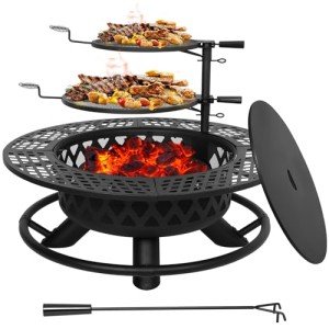 Hykolity 44.5" Outdoor Fire Pit with Cooking Grate