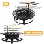 Hykolity 44.5" Outdoor Fire Pit with Cooking Grate