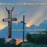 Men's Inspirational Bible Verse Cross Necklace