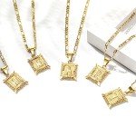 Gold Monogram Letter Pendant Necklace for Men