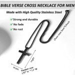Men's Inspirational Bible Verse Cross Necklace