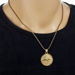 Men's Stainless Steel Compass Pendant Necklace