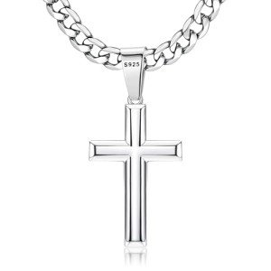 Sterling Silver Cross Necklace for Men & Women