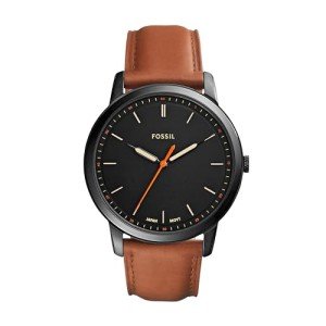 Fossil Minimalist Men's Black Leather Three-Hand Watch