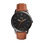 Fossil Minimalist Men's Black Leather Three-Hand Watch