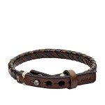 Fossil Men's Black/Brown Braided Leather Bracelet