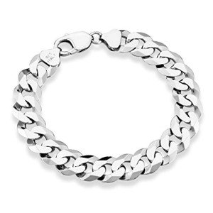 Miabella Men's 12mm Sterling Silver Cuban Link Bracelet