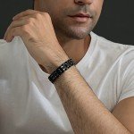 Men's Two-Tone Square Link Diamond Bracelet