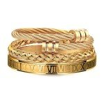 Gold Roman Numeral Twisted Cable Bracelets for Men
