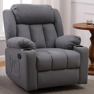 Comfy Swivel Recliner Chair with Massage & Heat
