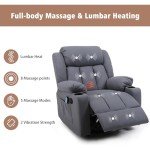 Comfy Swivel Recliner Chair with Massage & Heat