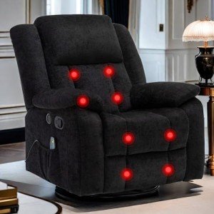 360° Swivel Rocker Recliner with Massage & Heat