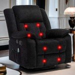 360° Swivel Rocker Recliner with Massage & Heat